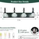 Modern Crystal Bathroom Vanity Light Black Vintage Bathroom Light Fixtures 4-Lights Glass Crystal Vanity Lights
