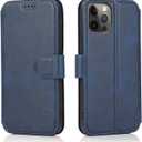 QLTYPRI Case for iPhone 12 iPhone 12 Pro Premium PU Leather Simple Wallet Case [Card Slots] [Kickstand] [Magnetic Closure] Shockproof Flip Cover for iPhone 12/12 Pro (6.1 inch) - Blue