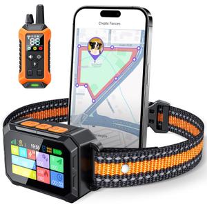 Meowant GPS Wireless Dog Fence &Training Collar with Remote, Free App, 82ft to 7000ft Electric Fence, Waterproof LCD Collar, 3 Training Modes, for Dogs Over 10Lbs, Outdoors