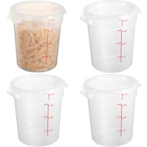 CURTA 4 Quart Translucent Round Food Storage Container with Lid, Pack of 4 NSF Listed, BPA-Free, Commercial-Grade Polypropylene, Freezer & Dishwasher Safe, Non-Stick, Easy-Read Graduations