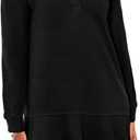 Women's Polo Dress Long Sleeve Collared V-Neck Ruffle Hem Mini Dresses for 2026 Spring, Black, M