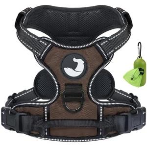 Joytale No Pull Dog Harness Medium Sized Dog, Reflective Pet Vest with Front Clip, Adjustable Soft Padded Harnesses with Easy Control Handle for Training and Walking, Brown, M