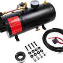 DC 12V MAX 150PSI Air Horn Compressor Tank Pump 3 Liter 0.8 Gallon Tank | Fit for Truck Pickup on Board | Portable Inflator Air Compressor with 3L Tank Train Air Horn Kit (Better Heat Dissipation)