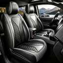 Seat Covers Full Set Compatible with 2024 2025 2026 Toyota Tacoma Double Crew Cab Waterproof Leather Seat Protectors Custom Fit for Trucks (Black&Grey)