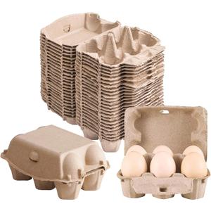 30 Pack Half Dozen Egg Cartons, Blank Natural Pulp Egg Carton Bulk 6 Count for Chicken Eggs and Duck Eggs, Reusable, Protects, Egg Storage Containers for Home Kitchen and Farmhouse (30 PCS 6 Count)