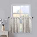 VOGOL Tiers Curtains 30 Inch Length Grey Small Window Curtains for Bathroom Laundry Room Basement Rod Pocket Lovely Leaf Print Window Drapes, 30 x 30, 2 Panels