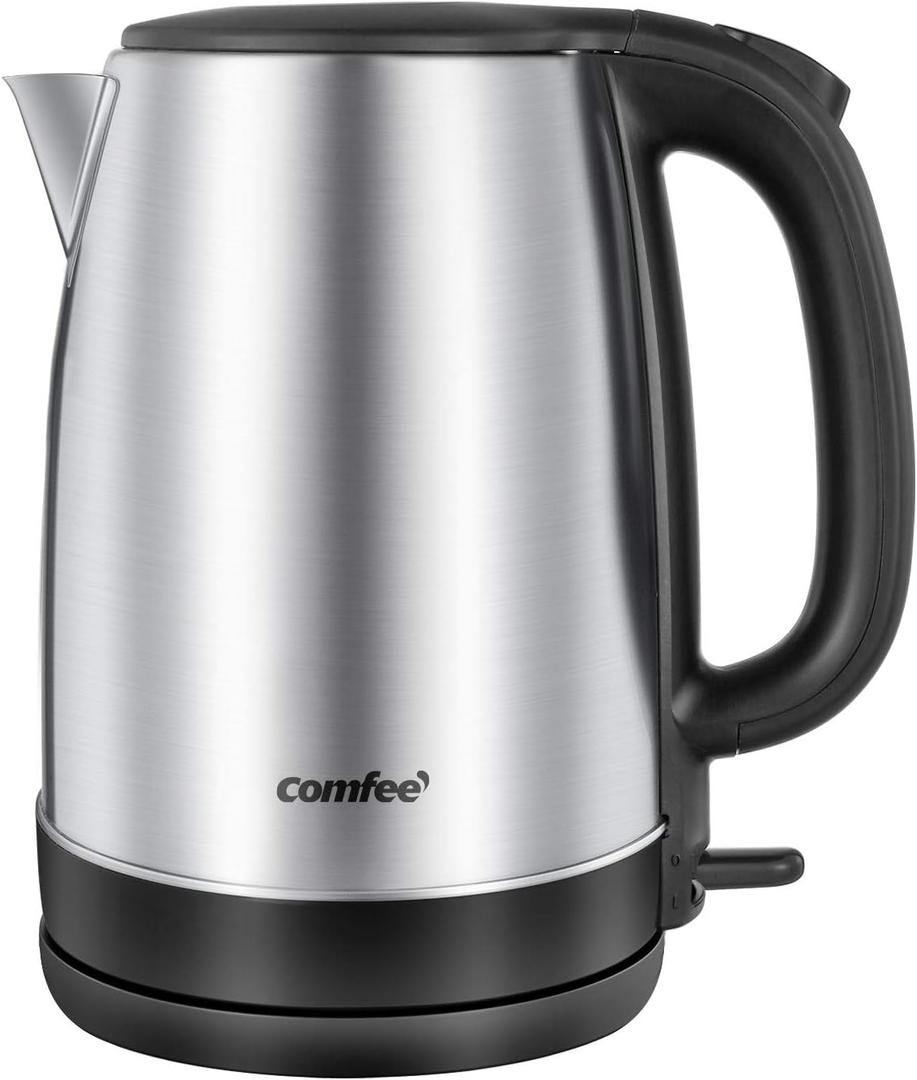 COMFEE' 1.7L Stainless Steel Electric Tea Kettle, BPA-Free Hot Water Kettle Electric with LED Light, Auto Shut-Off and Boil-Dry Protection, 1500W Fast Boil Electric Kettle (1.8 Quarts, Silver)