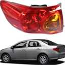 WFLNHB Left Side Outer Tail Light Assembly Replacement for Toyota Corolla 2009-2010 Driver Side Rear Tail Light Lamp 8156002460 TO2800175