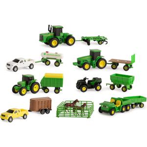 TOMY John Deere Toy Truck & Toy Tractor With Trailers 26-Piece Farm Toy Value Set