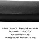 ROSELLE Watch Roll Travel Case for Men and Women- 3 Watch Storage and Organizer-Secure Storage with Innovative Removable Pillows & Solid Dividers for Home Storage, Travel and Display(Black Cross-3)