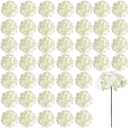 Auihiay 26 Pieces Hydrangea Artificial Flowers Silk Hydrangea Flowers Artificial Flowers Heads with Stems for Home Wedding Party Decorations (Ivory)