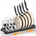 Adjustable Pot Lid Organizer Rack, 9 Compartments Cabinet Storage Holder for Pots, Pans, Lids, Cutting Boards, Bakeware (Black)