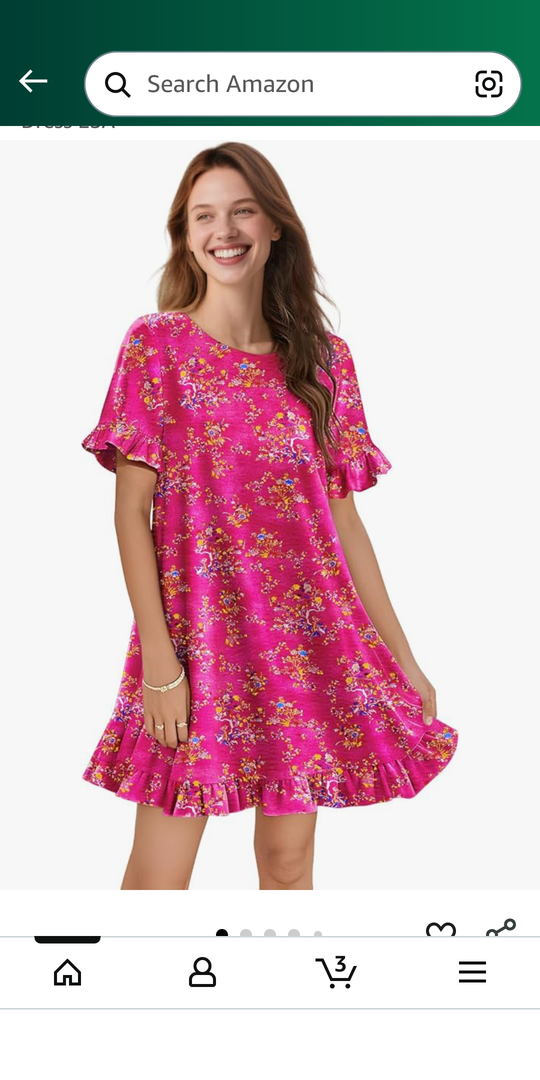 YESNO Summer Dresses for Women 2025 Floral Boho Ruffle Short Sleeve Sundresses Casual Shift Dress ESA Size S