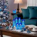 Raycare Independence Day Flameless Candle with Remote Timer 9 Flickering Acrylic Battery Operated LED Pillar Candles with Embedded Star String for 4th of July Home Patriotic Decor, as a Gift (Blue)