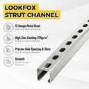 1-5/8" Strut Channel Trolley Track, 4.8 ft (57.5 in), 12 Gauge Metal Steel, Galvanized- High Zinc Coating with Spangle, Heavy-Duty U Channel with Short Slotted Back, Sturdy & Durable, 1 Pack