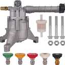 7/8" Shaft Vertical Pressure Washer Pump  FRONT Inlet/Outlet for SRMW22G26-EZ 2.2G24, 2.2 2.5 GPM 2600-3000 PSI for TroyBilt Karcher Craftsman Generac Fits Most 4-7 HP Engines with 5 Nozzle