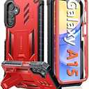 FNTCASE for Samsung Galaxy A15-5G Case: Military Grade Drop Proof Protection Phone Cover with Kickstand | Heavy Duty Rugged Full Body Protective Shockproof Matte Textured TPU Cases - 6.5 Inch (Red)