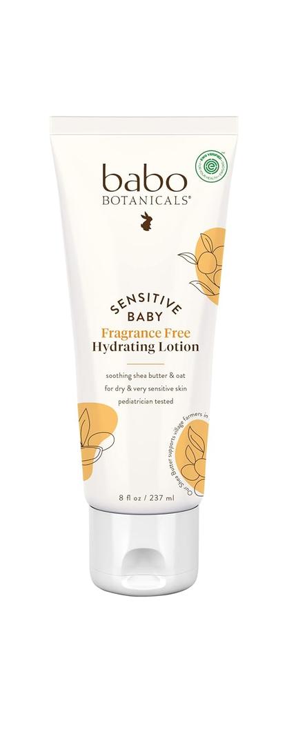 BABO Botanicals Sensitive Baby Fragrance-Free Daily Hydrating Baby Lotion - Shea Butter & Jojoba Oil - for Body & face - for Babies, Kids & Adults with Sensitive Skin - EWG Verified - Vegan (8 Fl Oz (Pack of 1))
