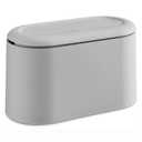 SUBEKYU 0.5 Gal Mini Countertop Trash Can with Lid for Desktop, Small Garbage Can for Office, Tiny Wastebasket, Plastic, Light Grey