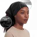 Cuffbow 2 Pcs Satin Lined Bandana Waterproof Head Scarf Non-Slip Hair Scarf Large Triangle Waterproof Rain Headband for Women Black (Black)