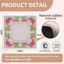 Pink and Green Boho Floral Stripes Mahjong Mat 31.5"x31.5",Abstract Watercolor Cottagecore Pink Stripes Non-Slip Noise Reduction Gaming Mat for American Mahjong Poker Card Board Games Dominoes