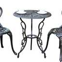 JARDIN DE CENTENNIAL Patio Bistro Set.Rust-Resistant Cast Aluminum Bistro Table Set with Umbrella Hole for Backyard (Rose Copper)