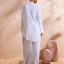 Women's See Through Beach Lounge Pants Lightweight Wide Leg High Waisted Drawstring Linen Breathable Cover Up (White, S)