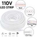 AC 110V Cuttable LED Light 65.62ft Outdoor LED Strip Lights Waterproof 120LEDs/m 3000K Warm White Rope Lights Super Bright Under Cabinet Lighting for Outside Bedroom Kitchen Wall TV