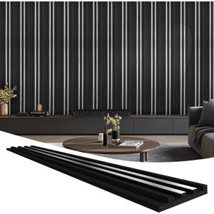 WADILE PVC Wood Grain Wall Panels, Soundproof Wall Covering, Peel and Stick 3D Panels for Interior Decoration, Black with Silver