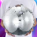 Mirror Disco Ball Sumono 12 Inch Mirror Ball Lightning Ball with Hanging Ring for DJ Club Stage Bar Party, Wedding Holiday Decoration