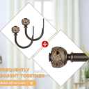 Bronze Curtain Rod 32 to 58 Inches (2.6 to 4.8 ft), USFOOK 7/8 Inch Telescoping Splicing Curtain Rods for Windows 20 to 54 Inch, Drapery Rods with Leaf Finials