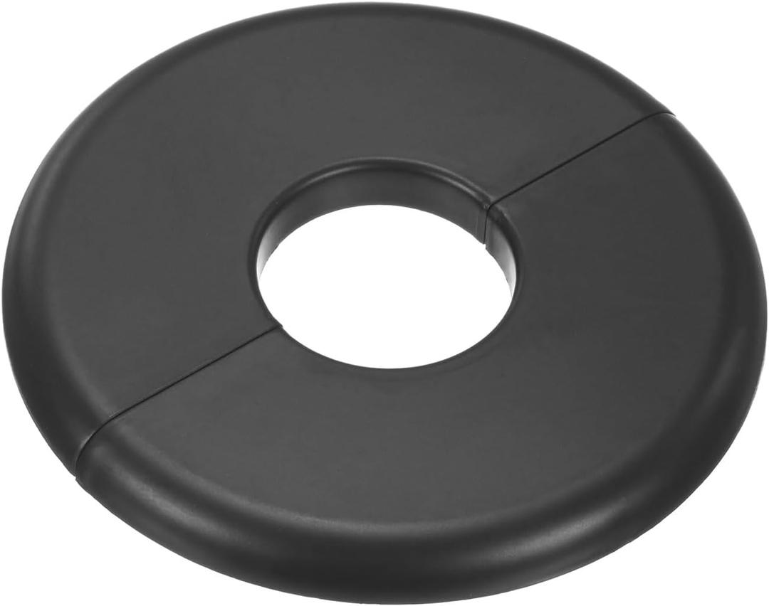 M METERXITY 1-Pack Wall Split Flange, ABS Round Self-Adhesive Escutcheon Plate Cover Buckle for 26mm/1.02in Dia Pipe Accessories/Floor/Ceiling, Plumbing Cover Plates [Black,6mm/0.24in H]