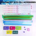 American Mahjong Game Set, Portable Carrying Bag,Acrylic 160 Tiles,Western Mahjong Tiles Set,Complete Ma Jong Set (Blue)