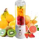 Mini Juicer Blender Portable, Personal Size for Smoothies and Shakes, 500 ML, USB Rechargeable, Fresh Juicer Cup, Two Bottle, Home, Kitchen, Gym, Office, Travel, Easy to Clean