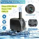 Electric Bird Bath Fountain Pump(120V Powerful Flow)with 6FT Heavy-Duty Anti-Bite Cord,Submersible Water Pump Replacement for Garden Fountains,Hydroponics & Aquariums,Continuous Run (Not Solar)