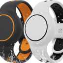 Waterproof Bracelet Compatible with AirTag for Kids (2 Pack), Protective Case GPS Tracker Holder for Child with Full Coverage Hidden Design, Soft Silicone Anti-Lost Wristband Cover for Toddler WBGO (White Black+Dark Grey Orange)