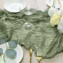 6 Pack Sage Green Cheesecloth Table Runner 10FT Cheese Cloth Boho Gauze Fabric Table Runner 35 x 120 Inch Rustic Sheer for Spring Holiday Wedding Baby Shower Party Decoration