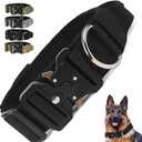 Tactical Dog Collar with Handle - Heavy Duty Military Thick Dog Collar for Large Dogs with Quick Release Metal Buckle, Adjustable & Comfortable 1.8" Wide Dog Collar (Black, XL (19-23"))