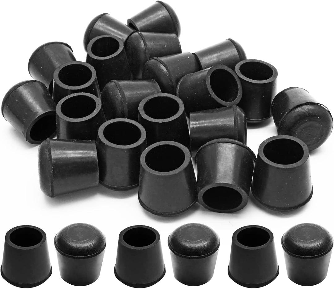 Piutouyar Round PVC Rubber Furniture Covers, 16mm / 5/8 Inches Table Chair Leg Tip Protectors, Non-Slip End Cap for Protect Surfaces, Black(20Pcs)