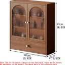 Bamboo Countertop Cabinet with Acrylic Doors, 15.7W x 18.5H x 5.9D inches, Kitchen Storage Display Case with Drawer, Arched Design (Brown), 15.7*5.9*18.5IN