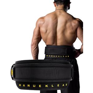 MANUEKLEAR Weight Lifting Belts for Men and Women, Gym Weight Belt with Carabiner Quick Locking, Double-Layer Weightlifting Belt for Workout Squat Powerlifting Deadlift (XL 42-47 in, Dark Midnight Black)