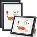 5x7 Picture Frame (Set of 3), 5x7 Photo Frames with 4x6 Removable Mat, High Definition Plexiglass, Vertical and Horizontal Display, Wall Hanging Photo Frame, Black