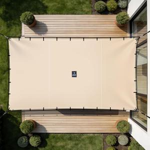 SIHAIAN Sun Shade Sail 9'x16' Waterproof Rectangle Double-Rope Shade Sail 500D Heavy Duty UV Block Sunshade Canopy for Backyards, Patios, Gardens, Outdoor Activities and Facility Beige