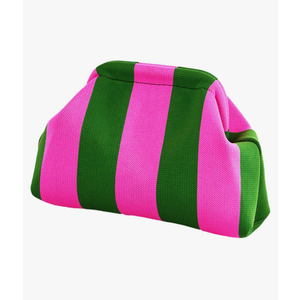 DIHKLCIO Clutch Purses for Women 2026 Summer Beach Woven Crochet Bag Dumpling Striped Ruched Cloud Purse Evening Handbag, Pink-green Stripe