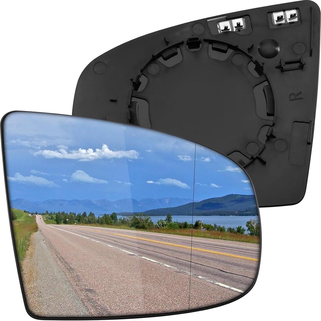 Passenger Side Mirror Replacement for BMW X5 E70 2007 2008 2009 2010 2011 2012 2013, X6 E71 E72 2008-2014 - Right Side Mirror Glass, Rear View Mirrors Glass with Power Heated