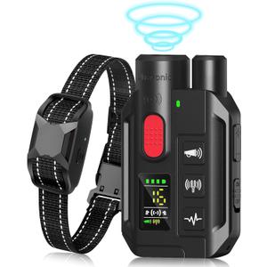 Dog Shock Collar with Remote Control,2000FT Range Dog Training Collar with 4 Training Modes,IP67 Waterproof Dog Bark Collar for Small Medium and Large Dogs(8-150lbs) (Black)
