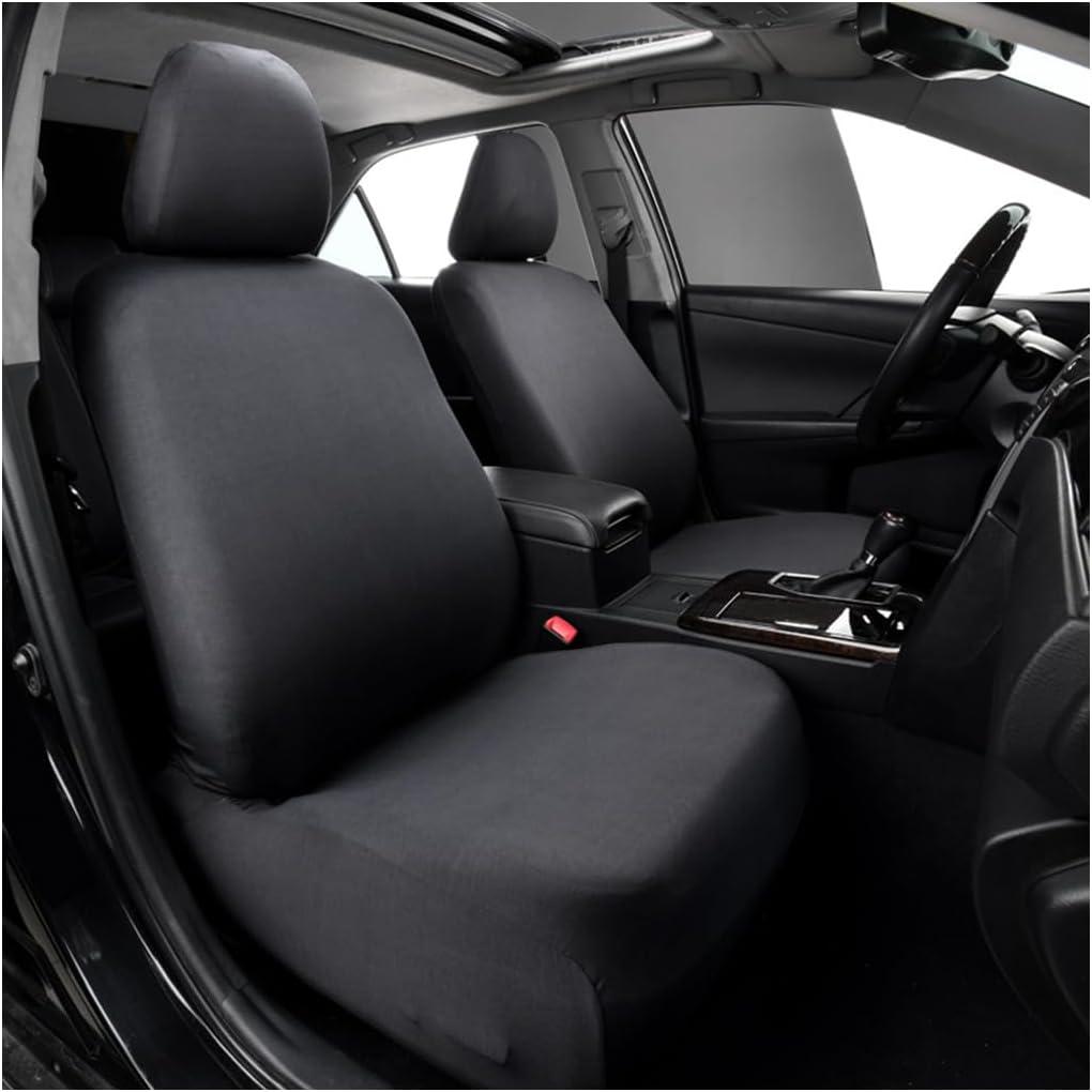 2 PCS Car Front Seat Cover, Solid Color Elastic Fabric Full Wrap Auto Front Seat Protect for Most Vehicles, Dust Proof Washable Split Automotive Seat Cover, Car Accessories (Black)