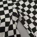 Women Checkered Cropped Jeans Straight Leg Stretchy Denim Pants with Pockets (XL)