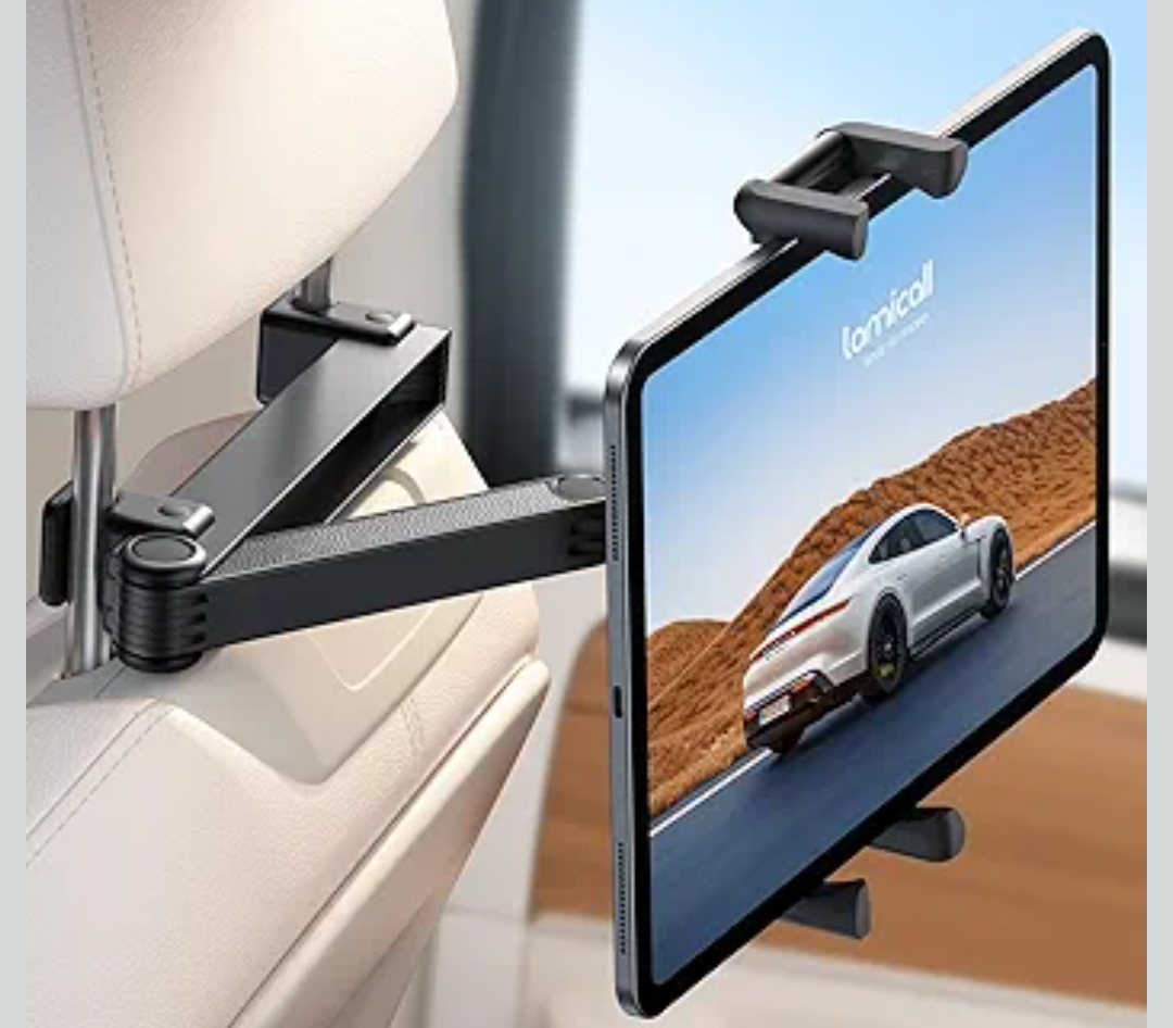 Lamicall Car Headrest Tablet Holder - [Lockable] [Thick Case Friendly] [Foldable Clip] Car Backseat Tablet Mount, Gifts Car Accessories for Kids, for iPad Pro, Air, Mini, Fire HD, 4.7-13" Tablets