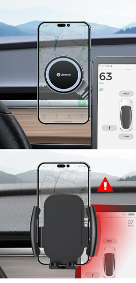 VICSEED Tesla Phone Mount [Strongest Magnet Power] Foldable Hidden Tesla Phone Holder Fit for All Phones, Tesla Model 3/Y/Cybertruck Accessories, Tesla Model 3 Model Y for MagSafe Car Mount